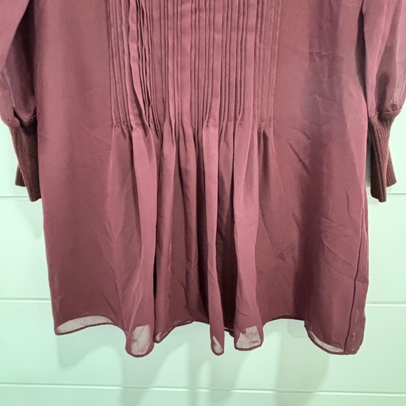 Club Monaco NWT pin tuck ribbed dress burgundy size 4 - Picture 10 of 16